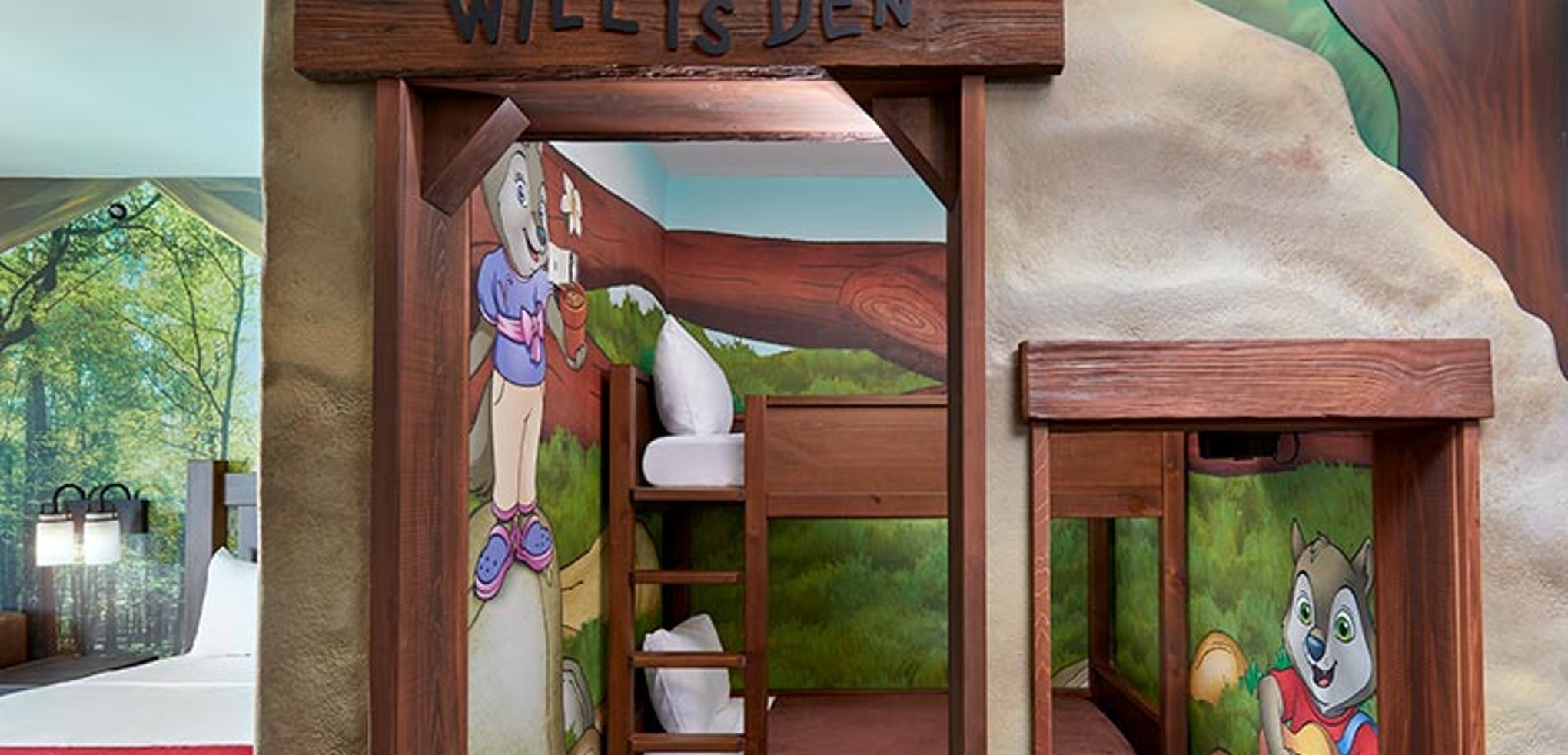 The bunk beds in the Wolf Den Suite